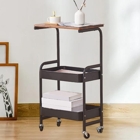 Tongina 3 Tier Slim Storage Cart Rolling Utility Cart Fruits Rack Rustproof Mobile Trolley on Wheel for Bathroom Bedroom Narrow Place black