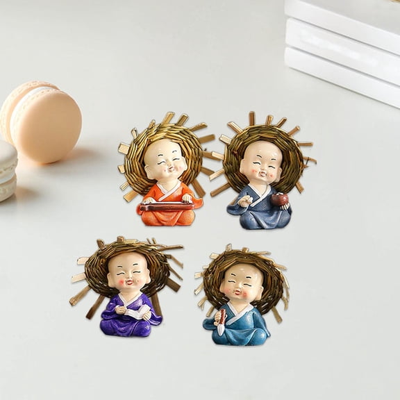 Tongina 4 Pieces Kung Fu Boys Statues Cute Gong Fu Boys for Interior Desk Decor 7cm