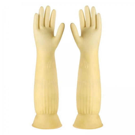 Tongina 5xDishwashing Gloves Long Sleeve Laundry Gloves Non Slip Thicken for Gardening Yellow