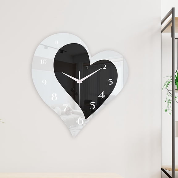 Tongina Acrylic Heart Shaped Wall Clock Decorative Wall Art Modern 30x27cm Wall Decoration Silent Non Ticking for Kitchen Lightweight