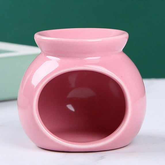Tongina Aroma Oil Burner Aroma Oil Warmer Solid Color, Aroma Diffuser Tealight Holder ,Ceramic Essential Oil Burner for Porch Kitchen Pink