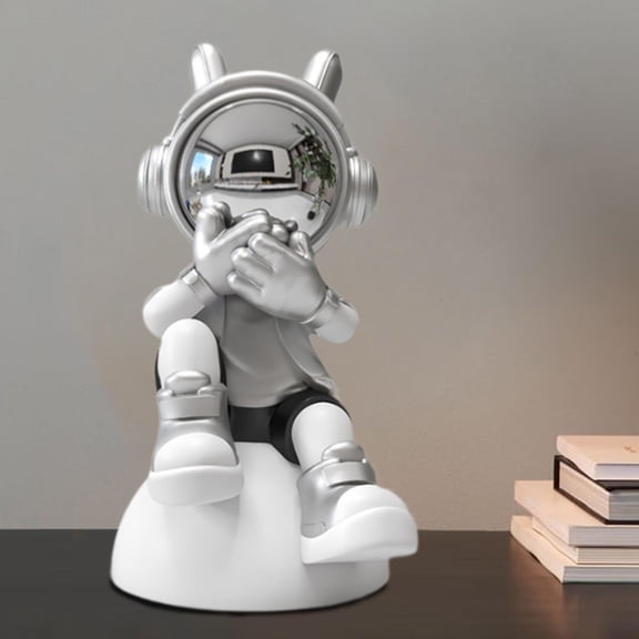 Tongina Astronaut Figurine Modern Statue, Creative Collectible Resin Astronaut Sculpture Desktop Ornament for Living Room Office Desk C
