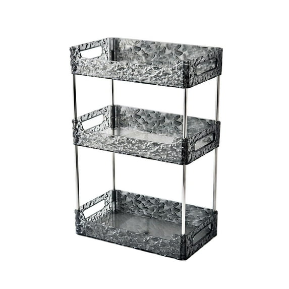 Tongina Bathroom Storage Rack Cosmetic Storage Tray Decor Decorative Tray Bathroom Vanity Tray Jewelry Tray for Dorm Shampoo Perfumes Clear Gray 3 Layer