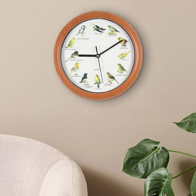 Tongina Bird Clocks with Sounds Round Clock Quiet that Sing Wall