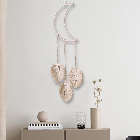 Tongina Bohemian Macrame Wall Hanging Tapestry Handmade Rustic Wall Art Decor Wall Decoration for Fireplace, Mantel Fine Workmanship Moon