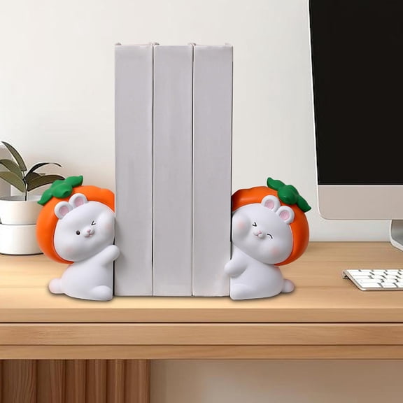 Tongina Book End Cute Decorative Bookend Funny Book Organizer Support Book Holder Stopper Unique Book Holder for Bookshelf Decoration Rabbit Shape