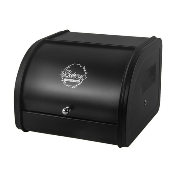 Tongina Bread Box Roll Top Bread Bin Multipurpose Rustic Portable Large Capacity Bread Storage Holder for Bakery Baked Goods Entrance black