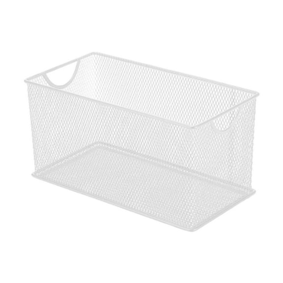 Tongina CD Storage Box Metal Mesh Basket Rectangle Countertop Basket, Mesh Open Storage Bin for Kitchen,Closet Cabinets Bathroom Home White