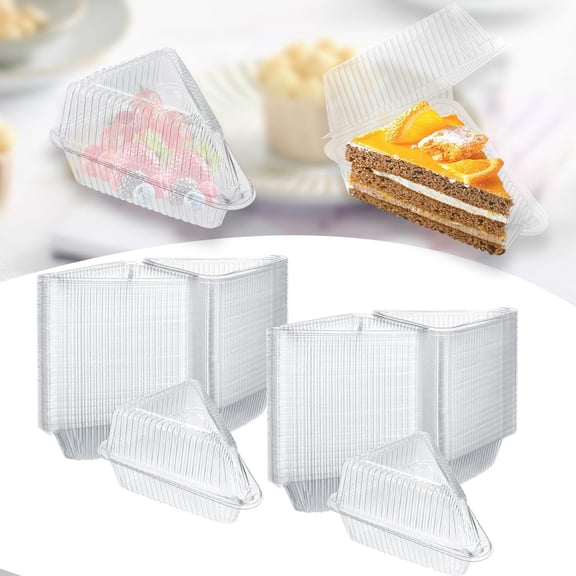 Tongina Cake Slice Containers with Lid Hinged Lid Cake Container for Pie 200pcs