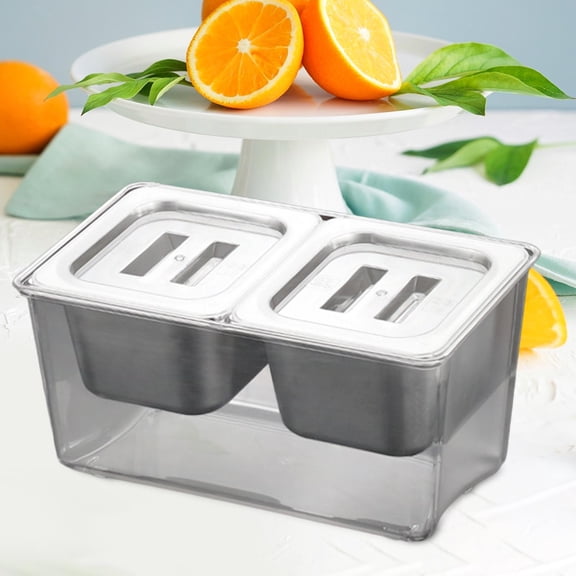 Tongina Chilled Condiment Seasoning Box Removable Containers Fruit Tray with Lid Commercial Jams Box for Hotel Outdoor s 2 compartments
