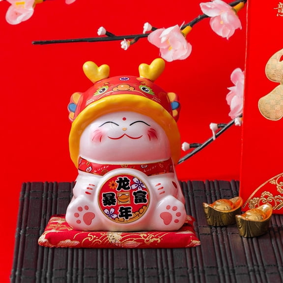Tongina Chinese Year Dragon Figurines Made of Porcelain, Canister/Money Boxes/Souvenir/Exquisite Piggy Bank for Kitchen Storage, Home Decoration A