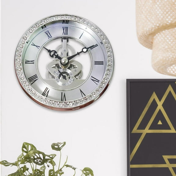 Tongina Clock Insert Metal Clock 100mm Rhinestones Decoration Classic Movement with Roman Numeral for Wall Clock Tabletop Clock