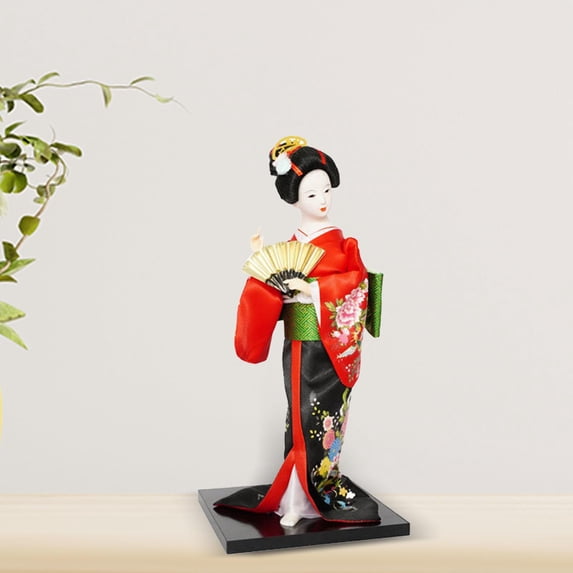 Tongina Collectible Figurine, Miniature Asian Statue, Traditional Japanese Kimono, Geisha Doll, Kabuki Doll for Desk, Wardrobe, Bedroom A