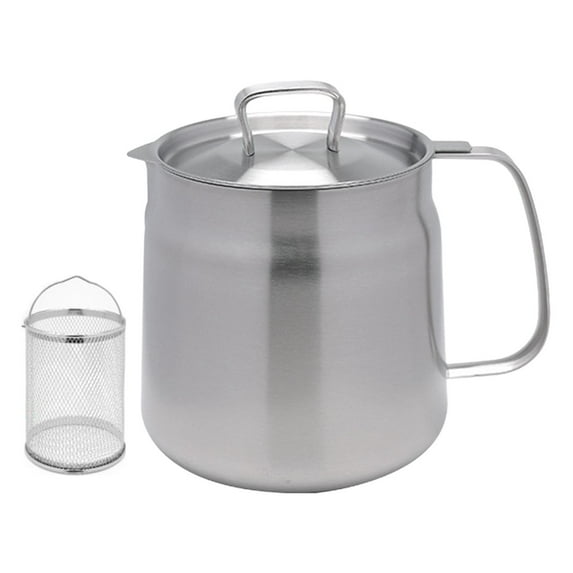 Tongina Container Cans Oil for Residue Frying Oil Storge Multiuse with Lid Oil Strainer Pot Deep Frying 1.5L with basket