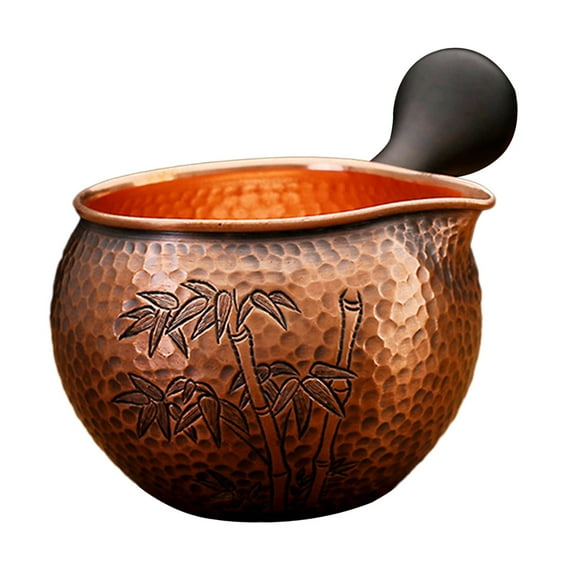 Tongina Copper Creamer Pitcher Milk Pitcher Milk Jug Mini Carafe Coffee Mug and Pouring Spout Multipurpose Latte Espresso Milk Pourer Bamboo