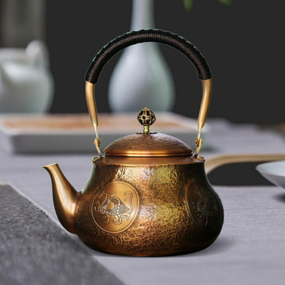 Tongina Copper Kettle Hot Water Kettle 1500ml Tea Ceremony Accessory Hot Water Pot Boiling Water Kettle for Household Party Tea House