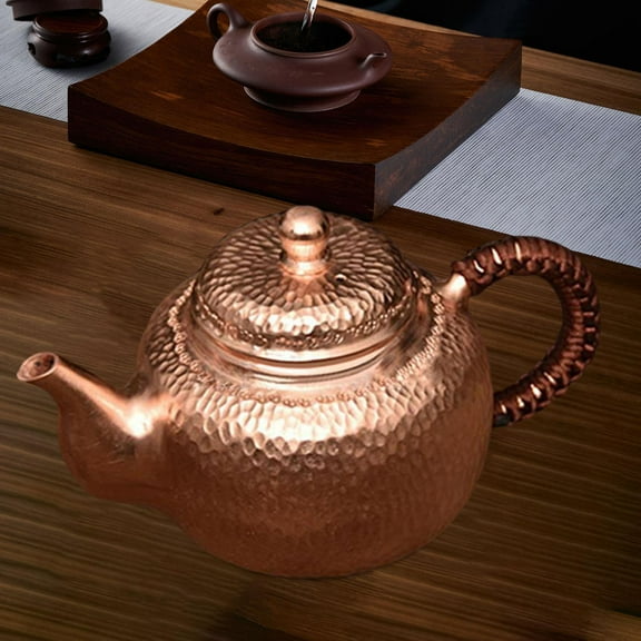 Tongina Copper Tea Pot Tea Boiler Handmade Teaware Accessory Hammered 350ml Tea Infuser Teapot Tea Kettle for Party Kitchen Household Teapot A