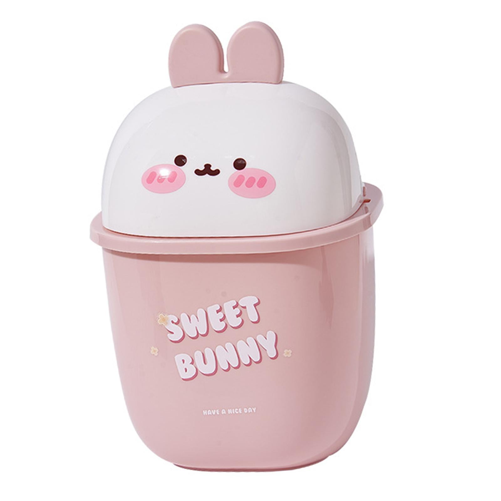 Mini Trash Can Garbage Bin Cartoon Large Capacity Small Storage Box Desk Organizer Bin For Bathroom Office Kitchen Home