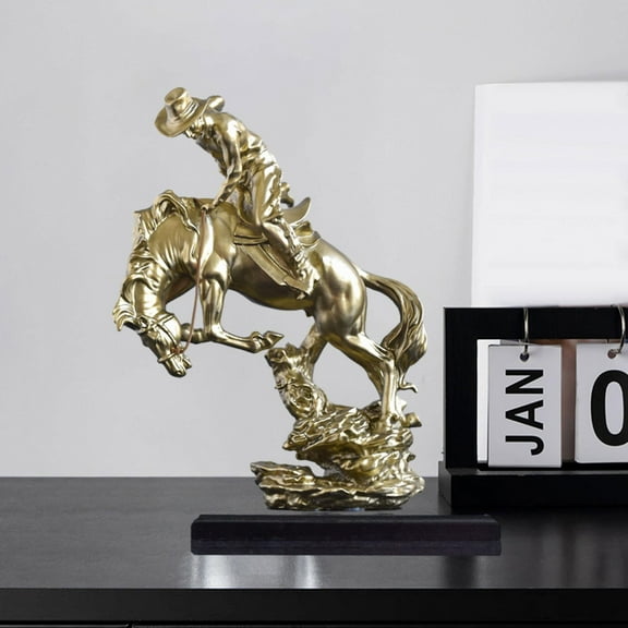 Tongina Cowboy Sculpture Decor Cowboy Equestrian Statue for Bedroom Landscape Garden