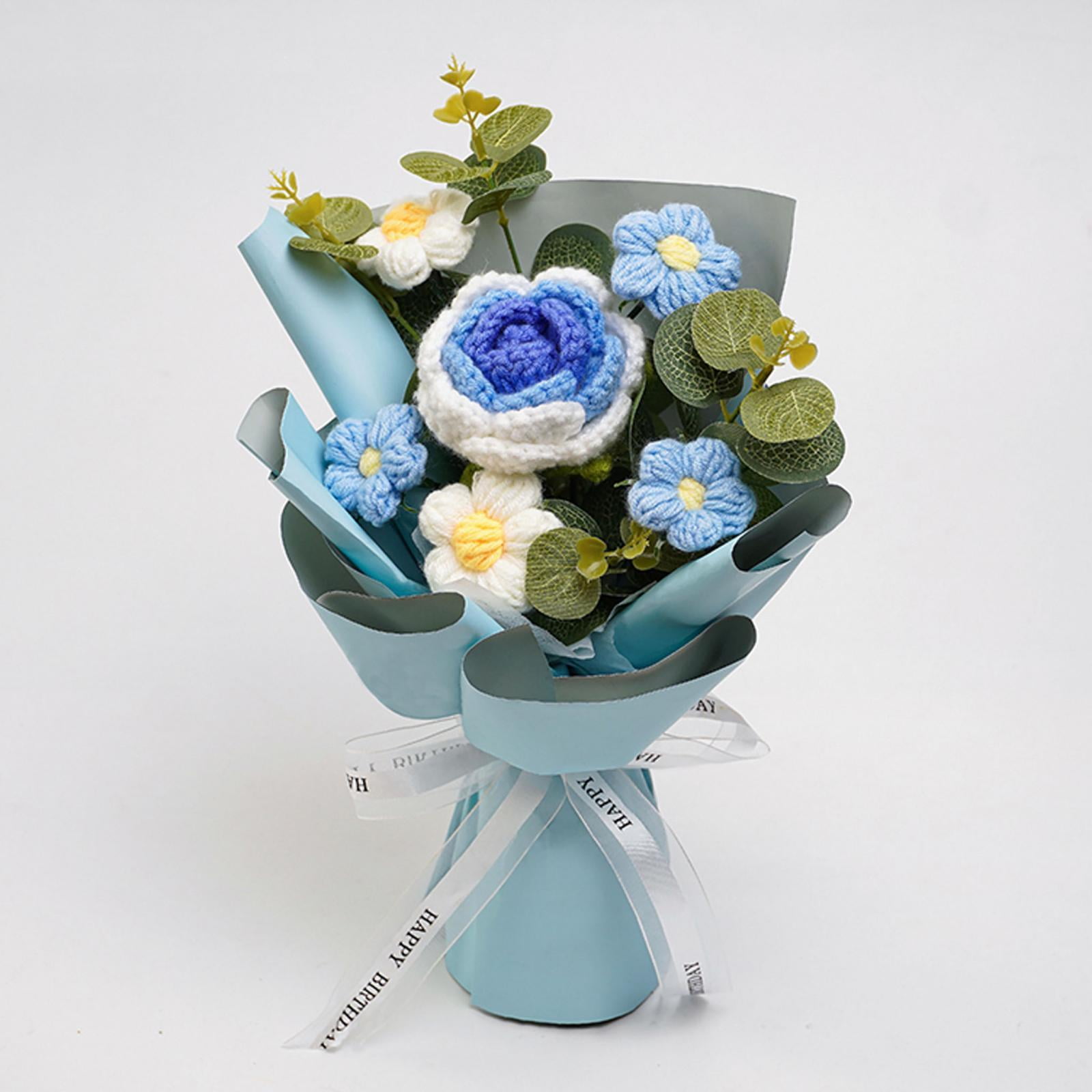 Tongina Crochet Flower Bouquet Knitted Flower Finished Handmade