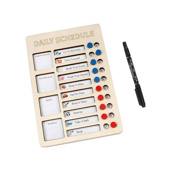 Tongina Daily Schedule Memo Board Daily Task Planning Board Notepad with Pen, Portable, Detachable, 15x22cm Chore Chart Routine Chart