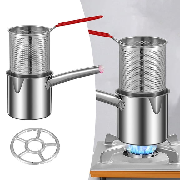 Tongina Deep Fryer Pot Frying Pan Practical Nonstick Kitchenware Japanese Tempura Fryer with Strainer Basket for Home Kitchen Frying basket rack 1.2L