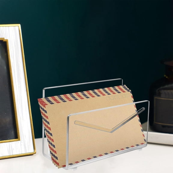 Tongina Desk Mail Organizer Mail Holder Countertop Paper Document Rack Transparent Envelope Holder Mail Sorter Stand for Office Home