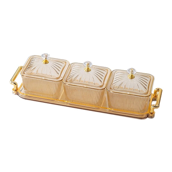 Tongina Divided Dried Fruit Plates Food Serving Trays Compartments Appetizer Serving Tray Snacks Container for Veggie Holiday Wedding Brown