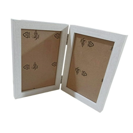 Tongina Double Picture Frame Family Picture Collage 4x6 Rustic Photo Display Holder Hinged Photo Frame for Office Bedroom Living Room