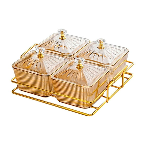 Tongina Dried Fruit Tray Divided Snack Serving Bowls Dried Fruit Plate Divided Serving Platter for Candy Snacks Appetizer Fruits Nuts amber