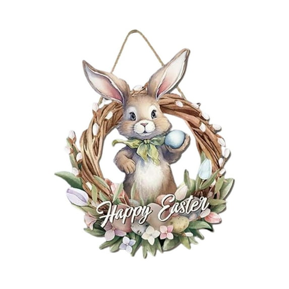 Tongina Easter Day Hanging Sign Hanging Ornament Outdoor Wooden Wall Plaque Easter Day Decorations for Wall Living Room Spring Summer