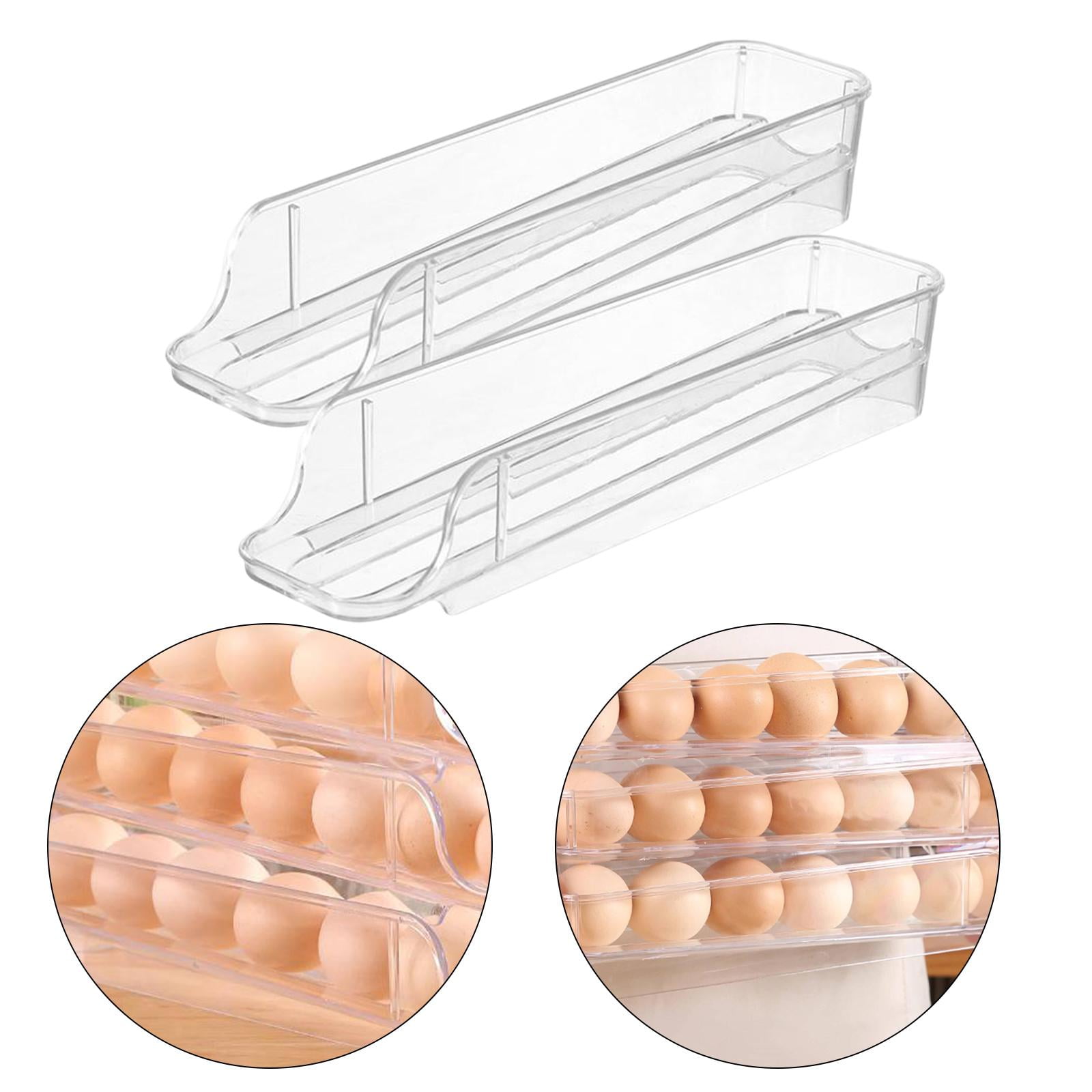 Tongina Egg Holder for Refrigerator, Container ,Egg Tray ,Automatic Rolling Egg Dispenser for Household Refrigerator Storage 2Pieces