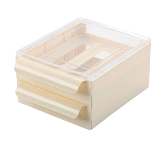 Tongina Egg Tray, Space Saving Kitchen Egg Box, 30 Grid Double Layer Type Egg Storage Rack for Fridge Refrigerator Kitchen Table Home Cream