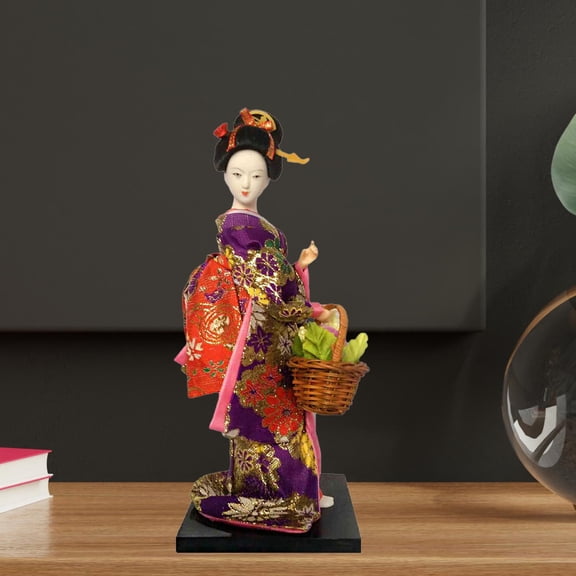Tongina Ethnic Japanese Geisha Dolls Kimono Dolls Ornament Miniature Figurines Lady Statuette Asian Geisha Doll for Table Decoration F