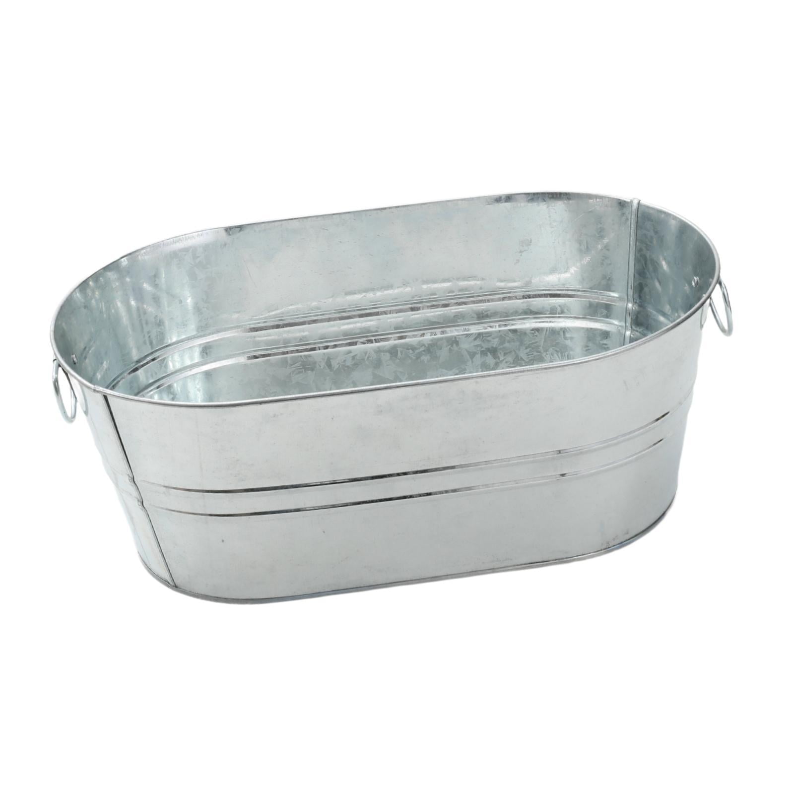 Tongina Galvanized Oval Beverage Tub Ice Bucket Portable with Handle Ice Tub Metal Drink Buckets