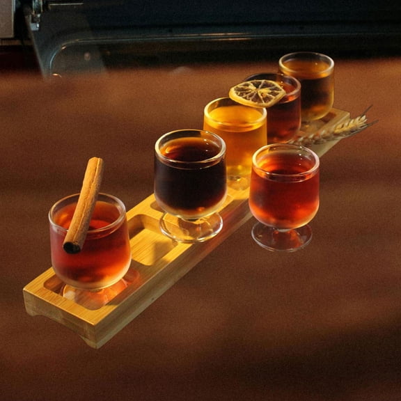 Tongina Glass Cup Holder Snack Tray Wooden Desktop Glass Cup Tray Rack Sushi Hand Roll Holder for Bar Parties Kitchen Restaurant