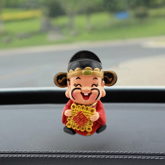 Tongina God of Fortune Figurine Car Dashboard Decoration Creative God of Wealth Statue for Table Centerpiece Birthday Gift Home Decor D