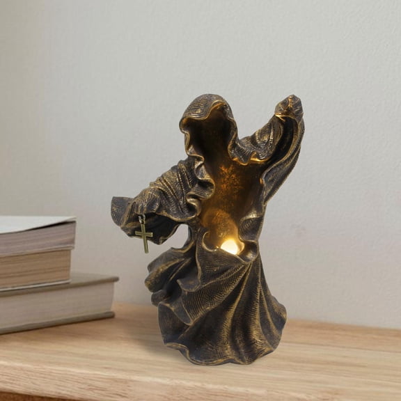 Tongina Hell Resin Statue Figurine with Light Lamp Statue Gift Halloween Decoration for Club Haunted House Fireplace Garden