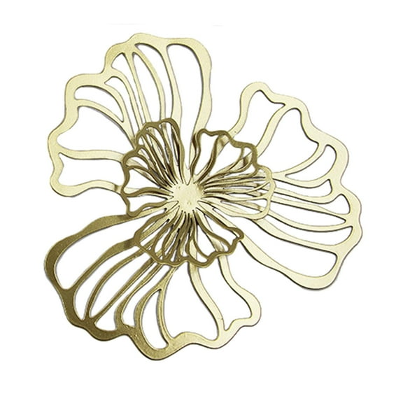 Tongina Iron Wall Decoration Floral Wall Hanging Decor Home Office Decor, Modern Wall Ornament Metal Wall Art for Hotel Kitchen Golden Large