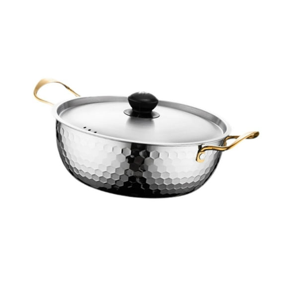 Tongina Korean Ramen Cooking Pot Kitchen Cookware with Lid Multiuse Saucepan Kimchi Soup Pot for Dinner Parties Soup Ramyun Eggs Meat 20cm Argent