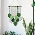 thumbnail image 1 of Tongina Macrame Wall Hanging Woven Tapestry Chic Decoration Handmade,Rope Background Leaf Tassels Wall Decor for Bedroom Dorm Wedding Green, 1 of 8