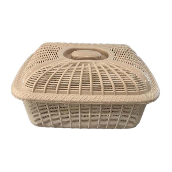 Tongina Mesh Fruit Basket with Lid Bread Basket with Cover Kitchen Accessories Egg Basket Fruit Holder Fruit Vegetable Washing Basket Khaki Medium