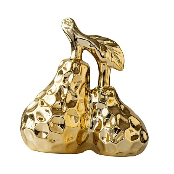 Tongina Pear Decoration Ceramic Pear Decor Electroplated Crafts Souvenirs Fruit Statue Figurine for Entryway Car Dashboard Decoration Silvery L
