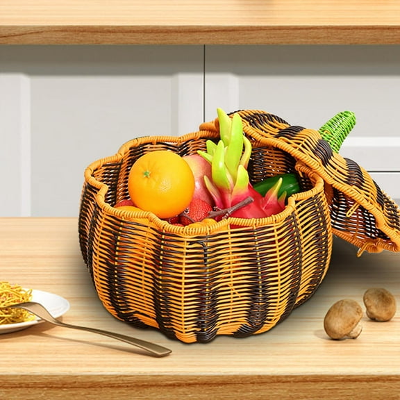 Tongina Pumpkin Storage Basket Fun Countertop Organizer for Shelves Cosmetics Closet