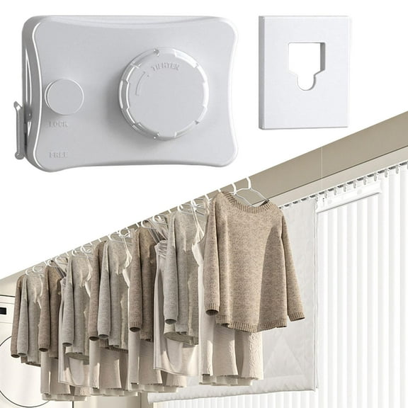 Tongina Retractable Clothesline Clothes Line Sturdy Retracting Hanging Heavy Duty Clothes Drying Indoor Outdoor for Home White