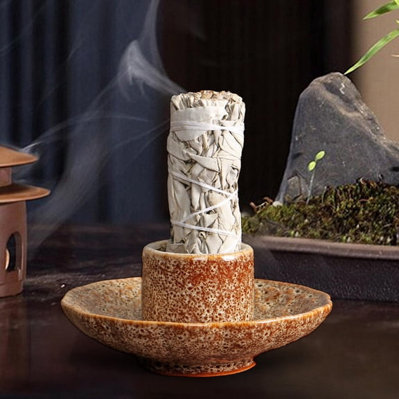 Tongina Sage Holder Candle Holder Decorative Sage Bundle Burner Holder for Desktop Living Room Office Gift Home Decoration Brown