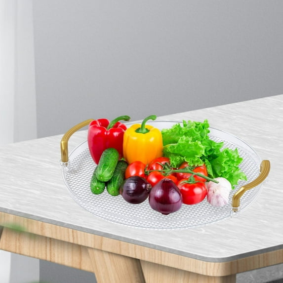 Tongina Serving Tray Platter Appetizer Coffee Modern Non Slip Dish Round Tray with Handles for Kitchen Parties Office Restaurant Cafes S