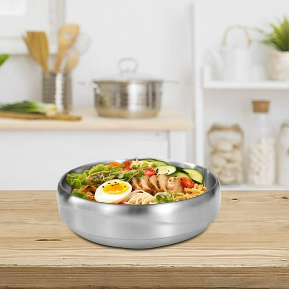 Tongina Stainless Steel Bowl Commercial Bowl Food Bowl Multipurpose Noodles Bowl Restaurant Serving Bowl for Refrigerator Rice Kitchen 19CM