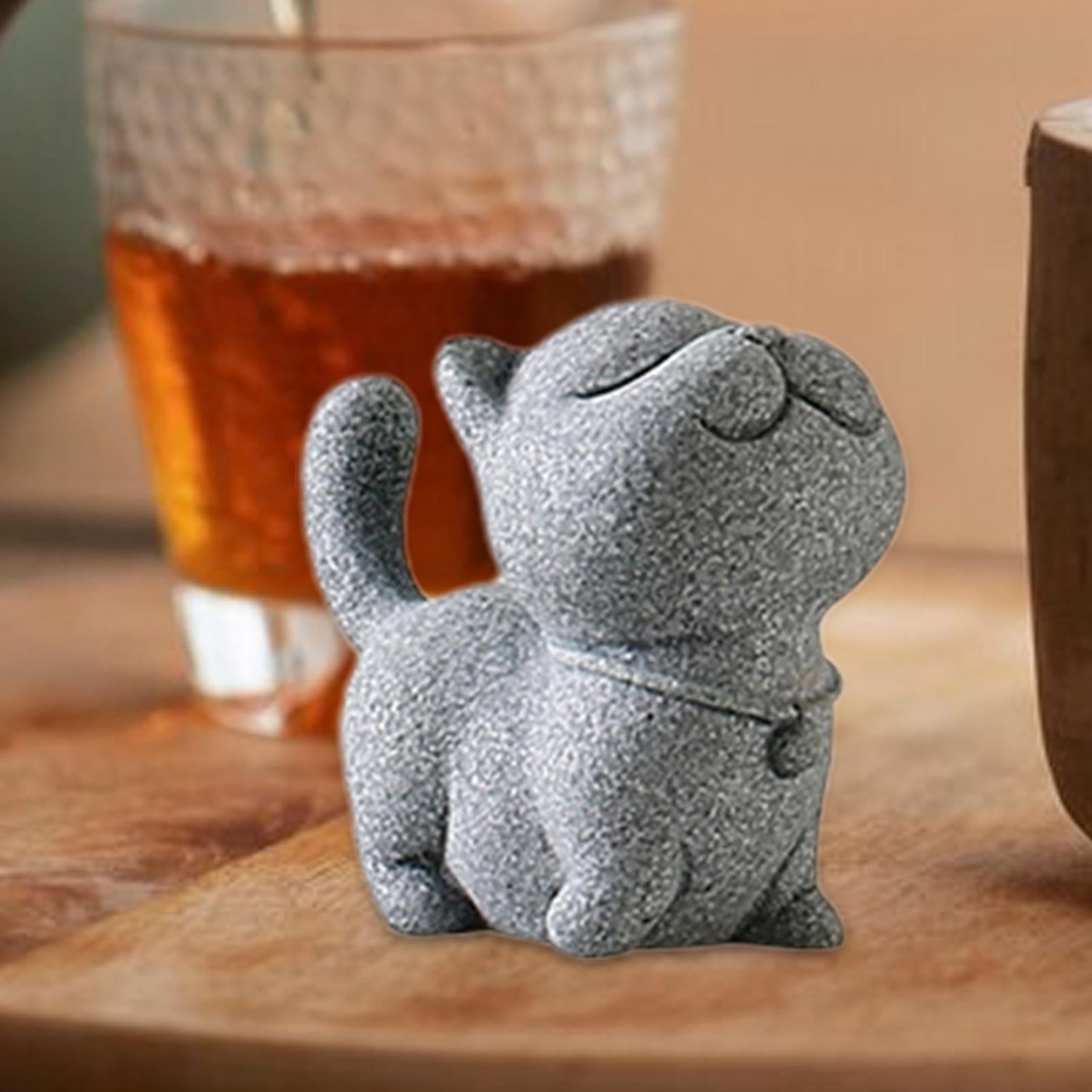 Tongina Statue Stone Tea Pet Animal Decor Adorable Desktop Ornament Unique Versatile Garden Art Sculpture Miniature Figurine Tsundere Cat