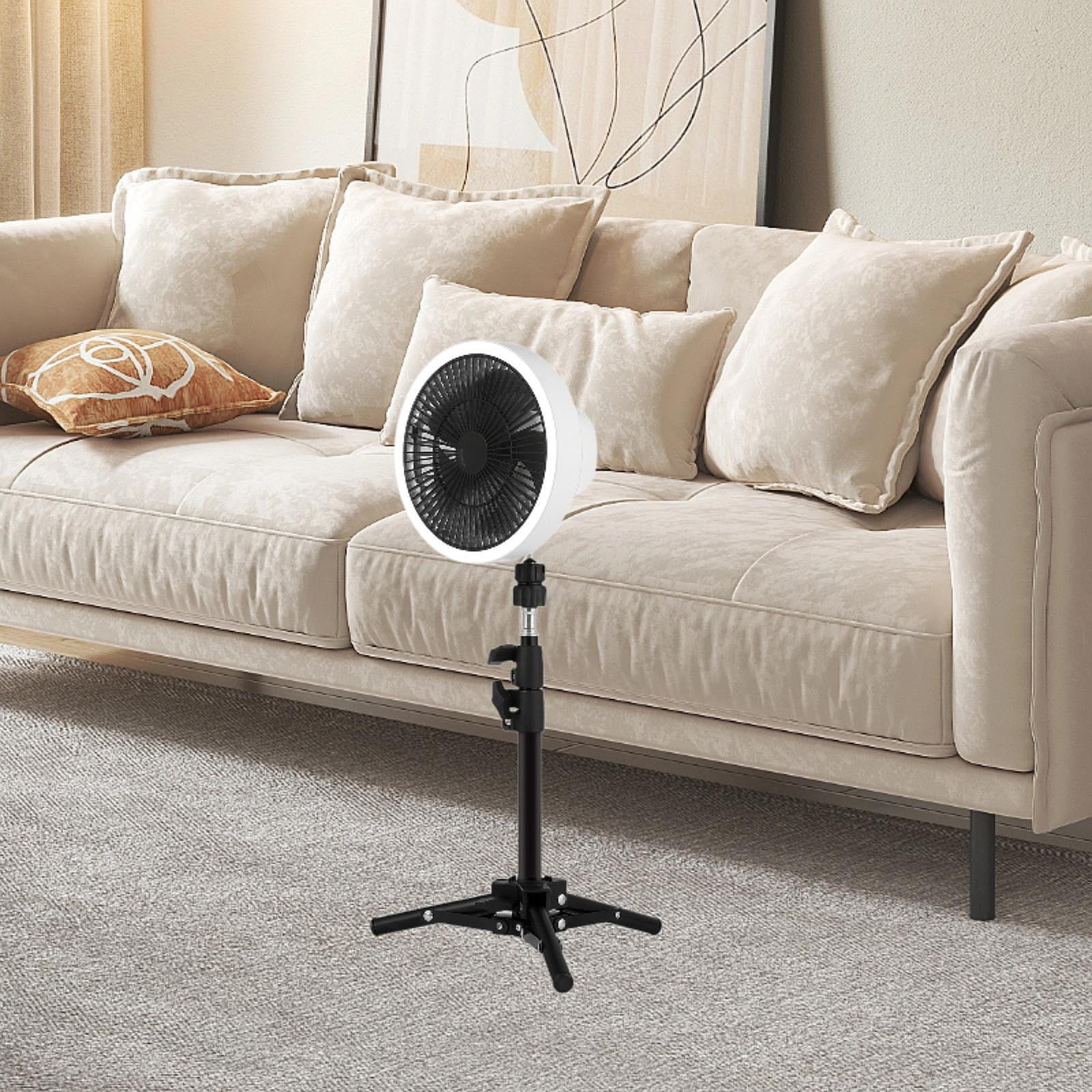 Tongina Tent Fan Camping Fan Tripod Table Fan Hanging Fan Lantern Desk Fan Tripod Fan for Camping Office Bed Bedroom Car White